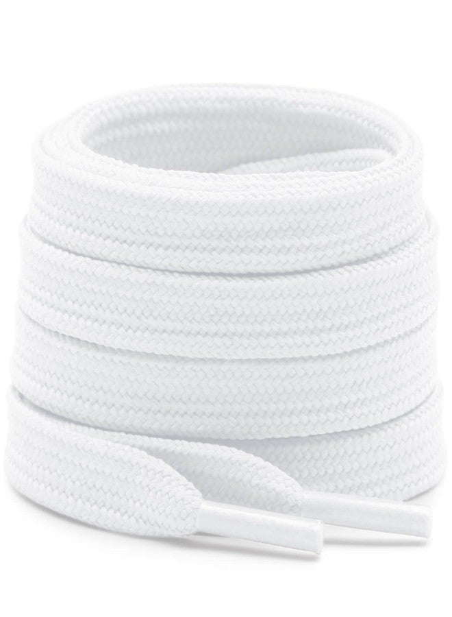 DELELE Solid Flat Shoe Laces: Hollow Thick White Shoelaces for Sneakers 2 Pair 47 inch - Image 1